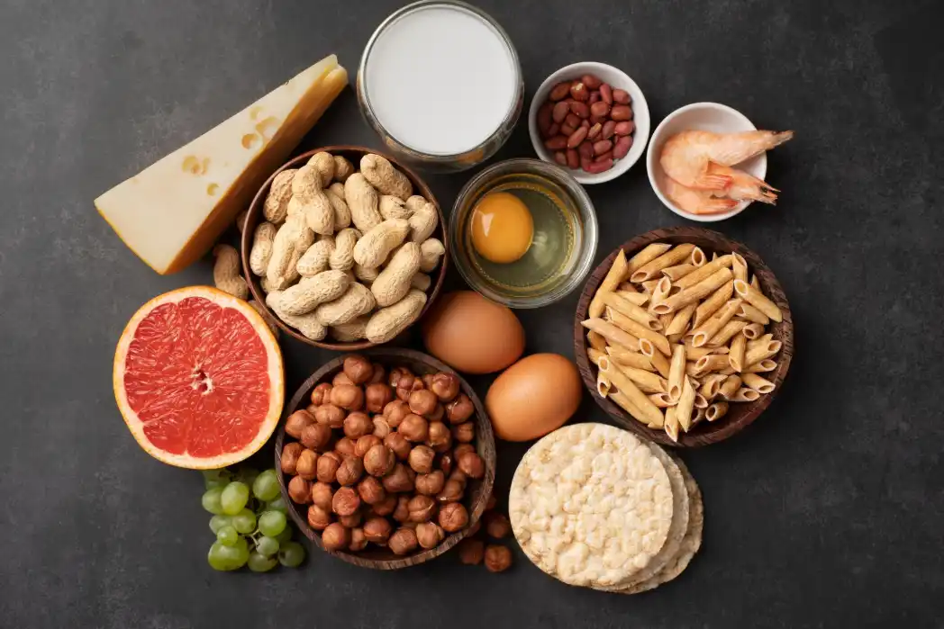 Assortment of common food allergens for people